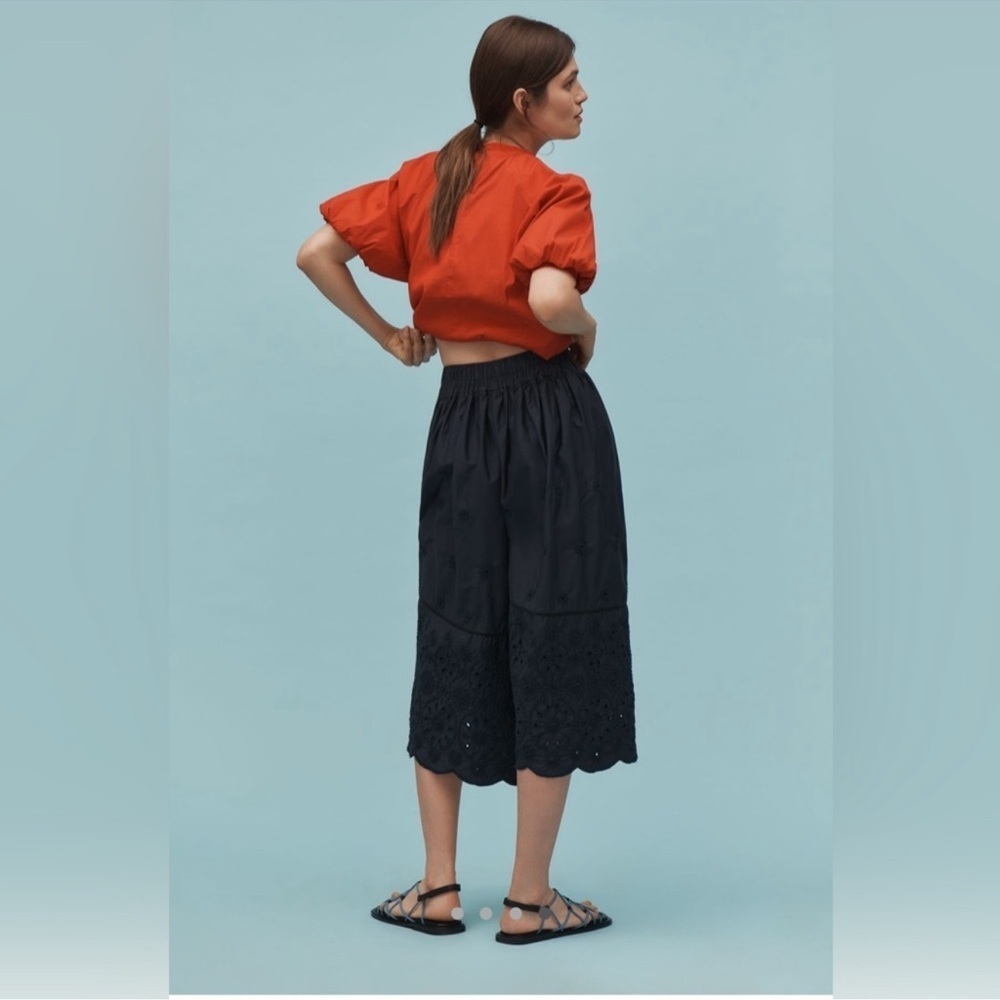 NWT Anthropologie Maeve embroidered skirty Wide-Leg Eyelet Culottes 🧳 - Picture 5 of 13